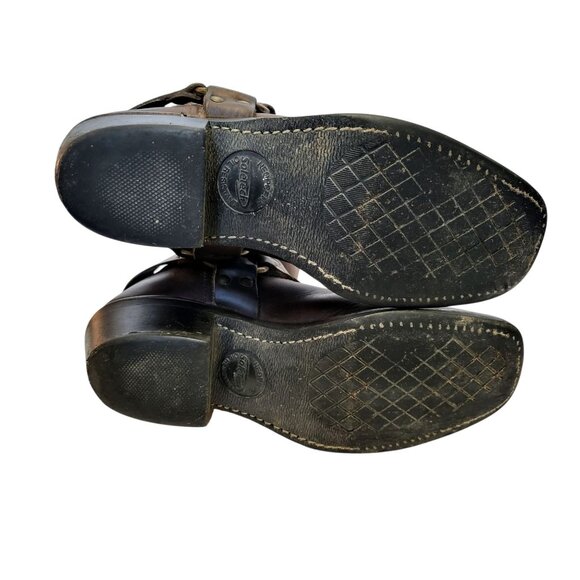 FRYE 12R Harness Boot Brown Oiled Leather Western Cowgirl Mid Calf Engineer Moto - Picture 9 of 13